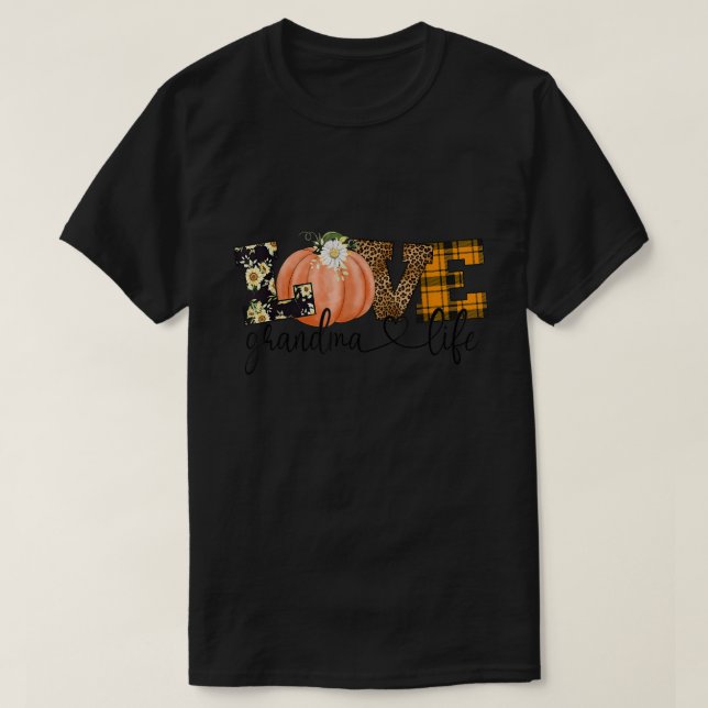 Kärlek Grandma Life Flower Autumn Gifts T Shirt (Design framsida)
