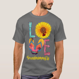Kärlek Grandmmamma Life Flinflip flops Hippie Solr T Shirt