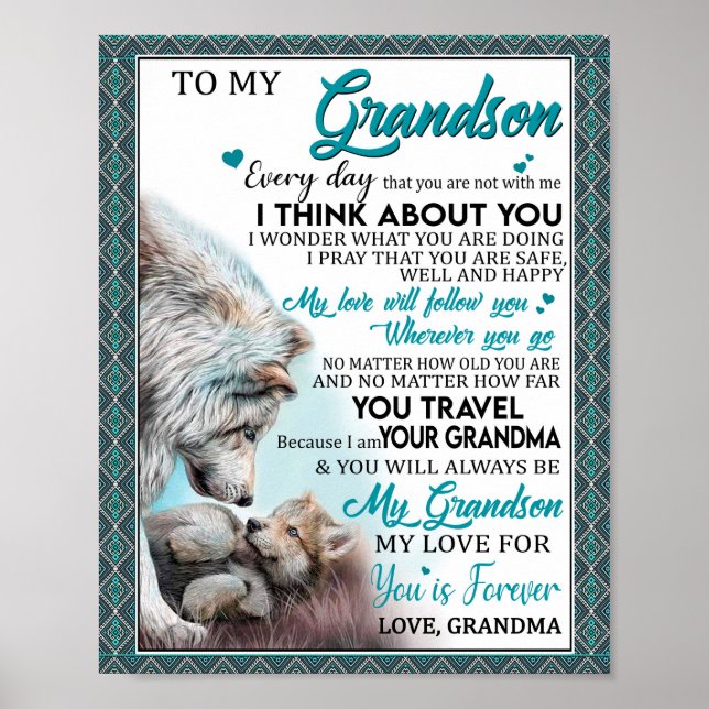 Kärlek Grandson | Brev till min mormor från mormor Poster (Framsidan)