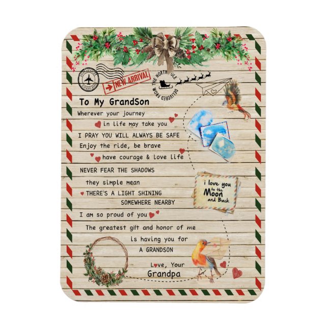 Kärlek Grandson|Brev till min morson jag stolt öve Magnet (Vertikal)