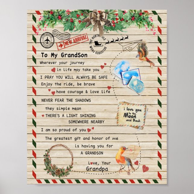 Kärlek Grandson|Brev till min morson jag stolt öve Poster (Framsidan)