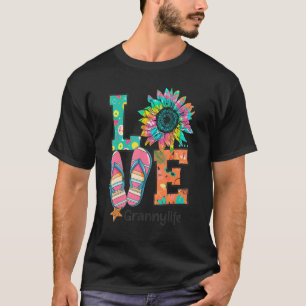 Kärlek Granny Life Flinflip flops Hippie Solros Su T Shirt