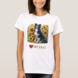 Kärlek Gräns Collie Hund T-Shirt