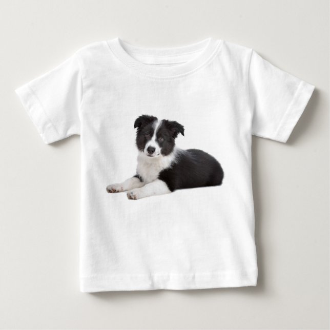 Kärlek Gräns Collie Puppy Hund Tee Shirt (Framsida)