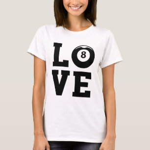 Kärlek Graphic Bassäng Billard Snooker Billard Cue T Shirt