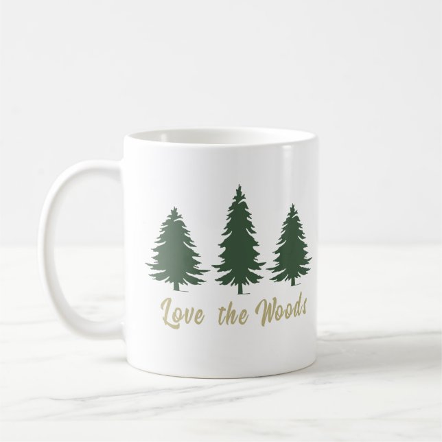 Kärlek gräs träd skogen kaffemugg (Vänster)