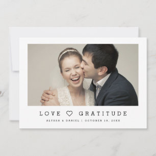 Kärlek & Gratitude Modern Chic Heart Photo Bröllop Spara Datumet