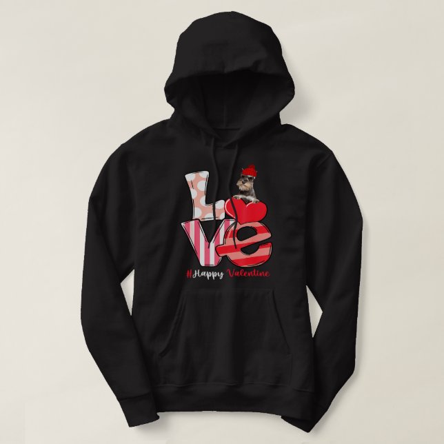 Kärlek Grått Ministern Schnauzer Hund med Hat Vale Hoodie (Design framsida)