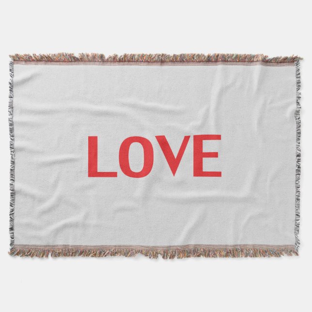 Kärlek grått och röd modern typografi söt filt (Framsidan)