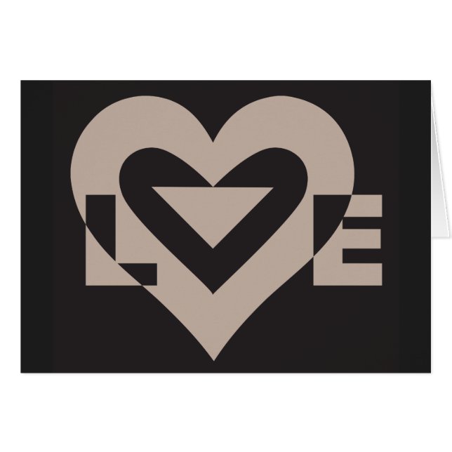 Kärlek Grått on Black Hälsningskort (Framsidan Horizontal)