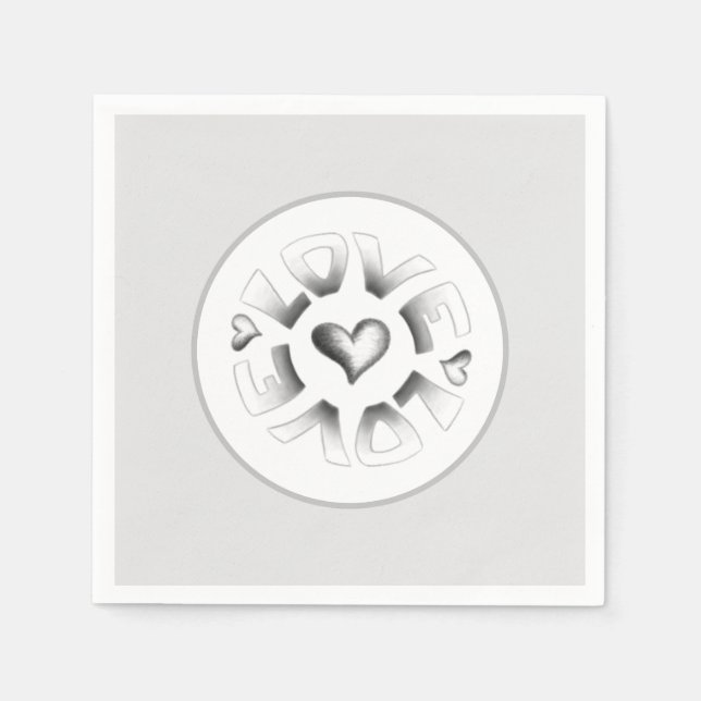 Kärlek Grått Pappersservett (Framsidan)