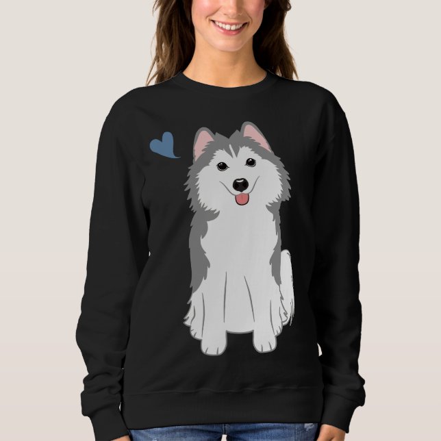 Kärlek Grått Pomsky Pomeranian Husky T Shirt (Framsida)