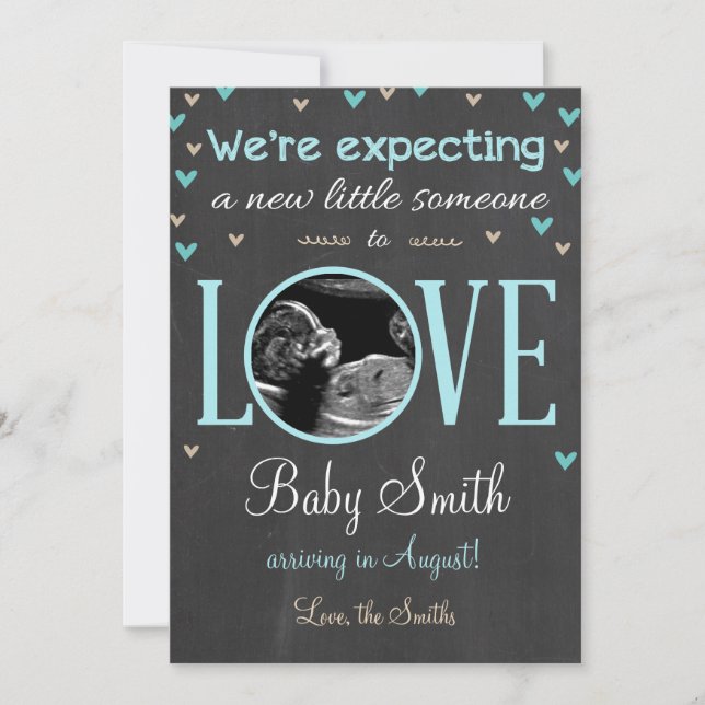 Kärlek Gravid - meddelande Ultrasound Blue Boy (Framsida)