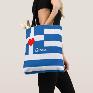 Kärlek Grekland & Heart, Grekiska flagga, resa/spo Tygkasse