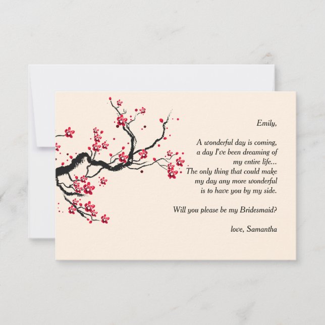 Kärlek Gren Bridesmaid Request Card Inbjudningar (Framsida)
