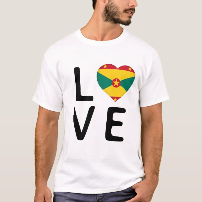 Kärlek - Grenada Flagga T Shirt (Framsida)
