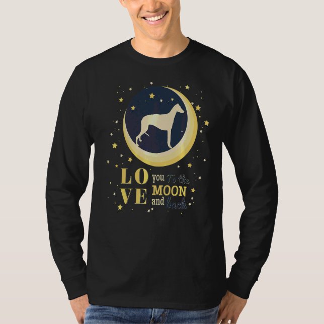 Kärlek Greyhound Windhound till Måne T Shirt (Framsida)