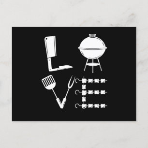 Kärlek Grill Steak BBQ Barbecue Grilling Chef Gift Vykort