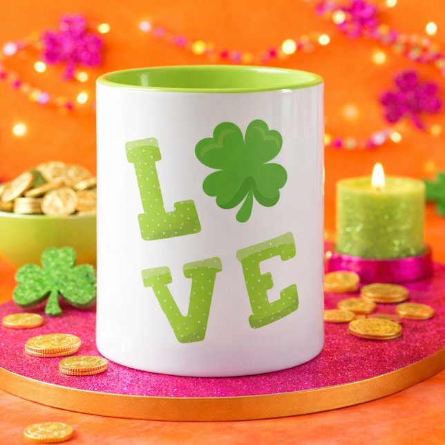 Kärlek Grönt Block Brev för St patricks day Mugg (Skapare uppladdad)