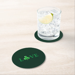 Kärlek Grönt Klöver moderna St. Patrick's Day Underlägg Papper Rund