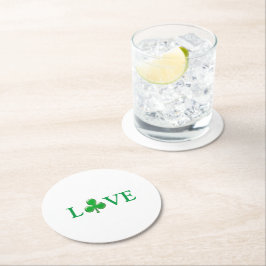 Kärlek Grönt Klöver schamprock St. Patrick's Day Underlägg Papper Rund