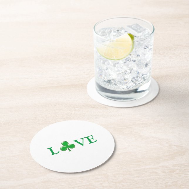 Kärlek Grönt Klöver schamprock St. Patrick's Day Underlägg Papper Rund (Insitu)