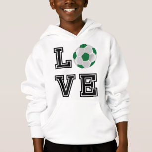 Kärlek Grönt Soccer Ball - Black Brev Hoodie T Shirt