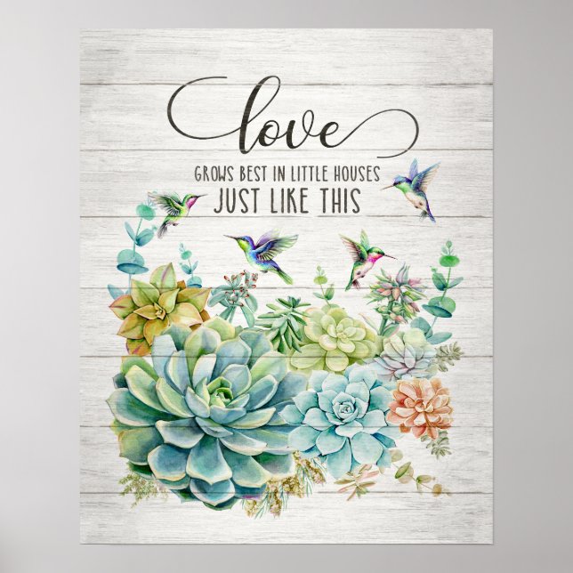 Kärlek Grows Best Hummingbird Poster (Framsidan)