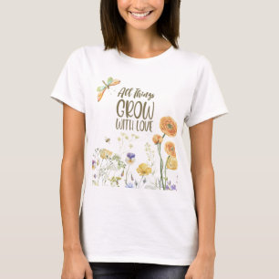 "Kärlek Grows Blommigt Tee"-skjorta T Shirt