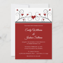 Kärlek Grows | Red Hearts Valentine Bröllop Inbjudningar