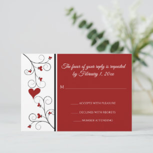 Kärlek Grows Red Hearts Valentine Bröllop OSA Kort