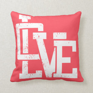 Kärlek grunge elegant typografi i rött. kudde