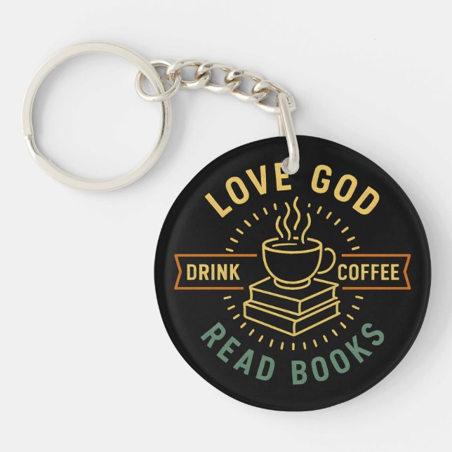 Kärlek Gud Drink Coffee Read Bokar Älskare Vintage (Framsidan)