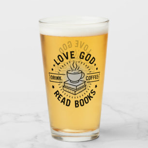 Kärlek Gud Drink Coffee Read Bokar Älskare Vintage Glaskopp