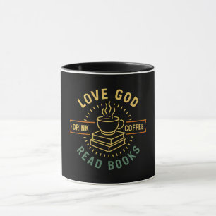 Kärlek Gud Drink Coffee Read Bokar Älskare Vintage Mugg