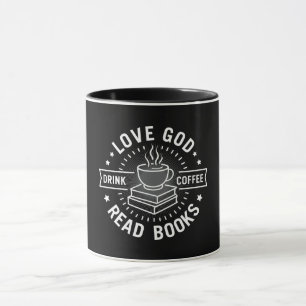 Kärlek Gud Drink Coffee Read Bokar Älskare Vintage Mugg
