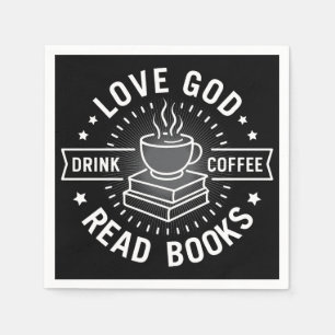 Kärlek Gud Drink Coffee Read Bokar Älskare Vintage Pappersservett