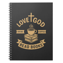 Kärlek Gud Drink Coffee Read Bokar Christian Anteckningsbok