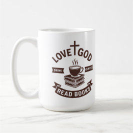 Kärlek Gud Drink Coffee Read Bokar Christian Vinta Kaffemugg
