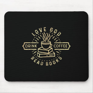 Kärlek Gud Drink-kaffe Läs Bokar Älskare Vintage C Musmatta