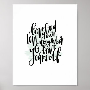 Kärlek gud Kärlek Din granne och Kärlek själv Post Poster