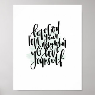 Kärlek gud Kärlek Din granne och Kärlek själv Post Poster
