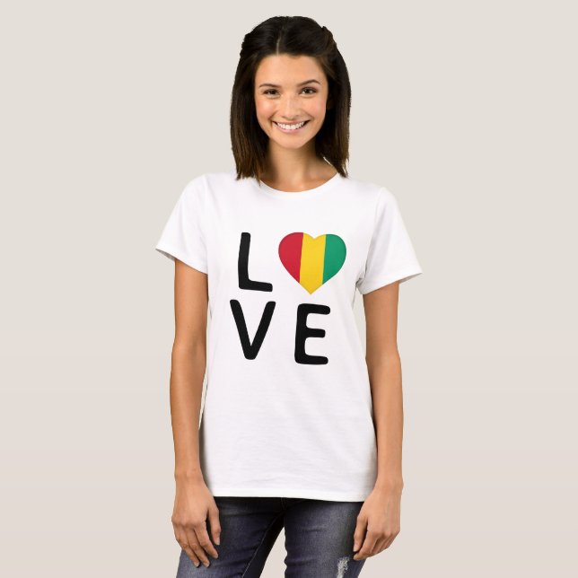 Kärlek - Guinea Flagga T Shirt (Hel framsida)