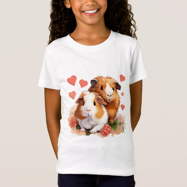 Kärlek Guinea Grisar Girl T Shirt (Framsida)