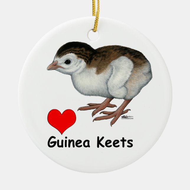Kärlek Guinea Keets Julgransprydnad Keramik (Framsidan)