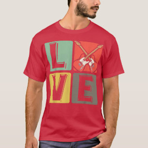 Kärlek Guitar Coola Electric Guitarist Rock musik T Shirt
