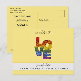 Kärlek Gul tematiskt bröllop mellan personer av sa Vykort