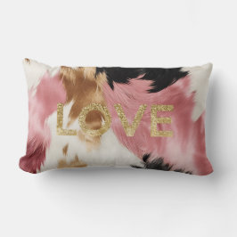 Kärlek Guld Cream Rosa Black Cowgirl Cowhide Lumbarkudde