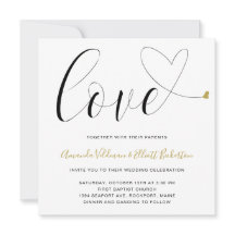 Kärlek Guld Heart Black and White Modern Bröllop