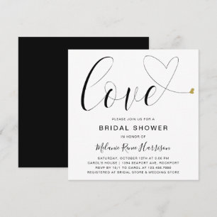 Kärlek Guld Heart Black White Modern Möhippa Inbjudningar